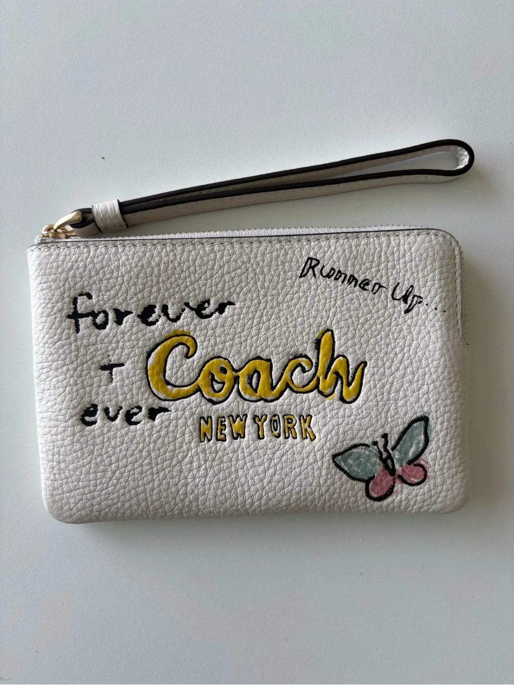 Coach Corner Zip Wristlet With Sketch Print Butterfly NWT